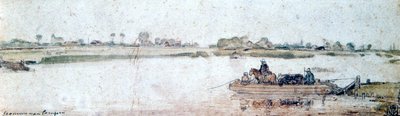 Jokimaisema köysilauttalla, 1600-luvun alku. tekijältä Hendrick Avercamp