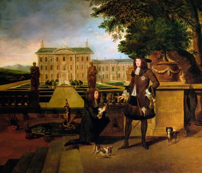 John Rose, kuninkaan puutarhuri, esittelee Kaarle II:lle ananaksen, 1600-luku tekijältä Hendrick Danckerts