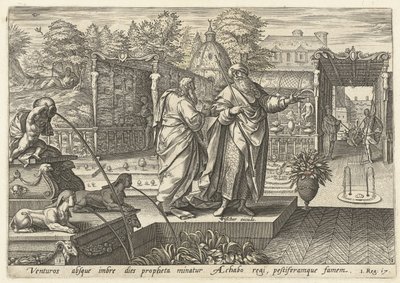 Elia ennustaa kuningas Ahabille kuivuutta History of Eliah (sarjan nimi) tekijältä Hendrick Goltzius (rejected attribution)