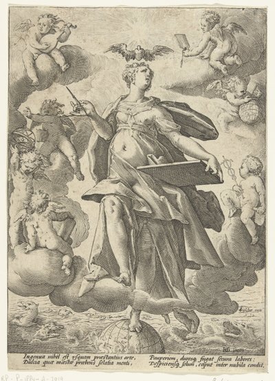 Taiteen allegoria tekijältä Hendrick Goltzius (workshop of)