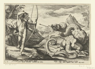 Apollo tappaa jättimäisen käärmeen Pythonin Ovid