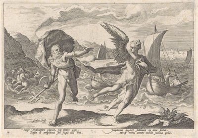 Coronis muuttuu variksi Metamorphoses of Ovid (sarjan nimi) tekijältä Hendrick Goltzius (workshop of)