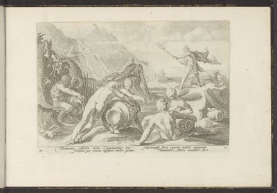 Neptunus ja jokien jumalat aiheuttavat tulvan Ovid