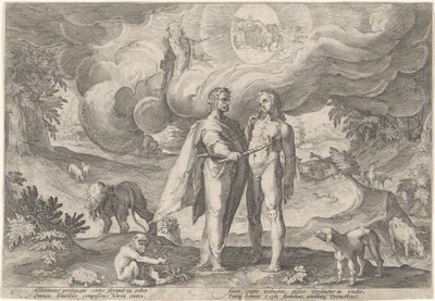 Prometheus luo ensimmäisen ihmisen Metamorphoses of Ovid (sarjan nimi) tekijältä Hendrick Goltzius (workshop of)