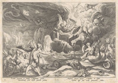 Val van Phaëthon Metamorfosen van Ovidius (sarjan nimi) tekijältä Hendrick Goltzius (workshop of)