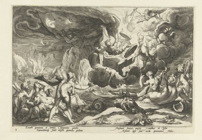 Val van Phaëthon Ovidiuksen Metamorfosen (sarjan nimi) tekijältä Hendrick Goltzius (workshop of)