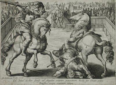 Kaksintaistelu hevosen selässä tekijältä Hendrick Goltzius