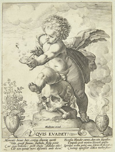 Allegoria elämän ohimenevyydestä ("Quiz Eva That?") tekijältä Hendrick Goltzius