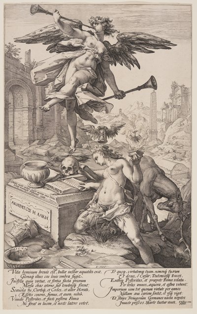 Allegoria maineesta ja historiasta, roomalaisista sankareista. tekijältä Hendrick Goltzius