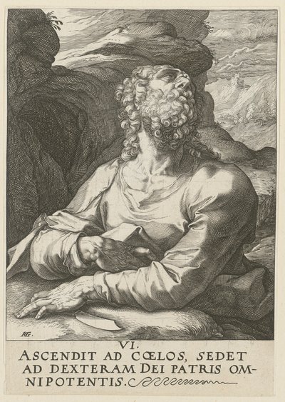 Bartholomäus, sarjan ”Kristus, kaksitoista apostolia ja Paavali” sivu 6 tekijältä Hendrick Goltzius