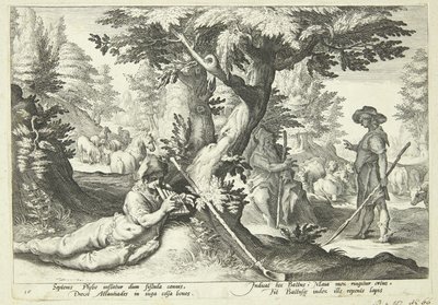 Battus muuttuu kiveksi tekijältä Hendrick Goltzius