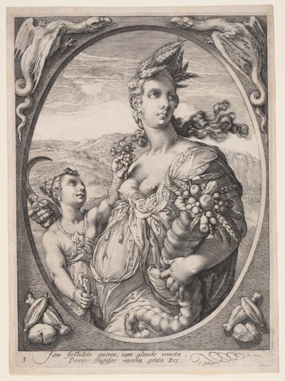 Ceres, kolmesta pakanallisesta jumalasta tai jumalattaresta. tekijältä Hendrick Goltzius