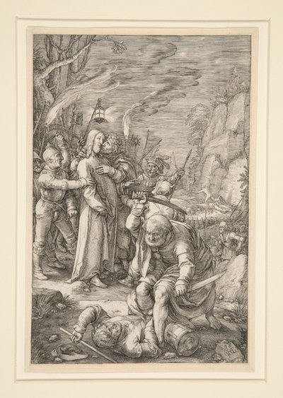 Kristus vangittu (Kristuksen pettäminen), The Passion, #3 12 kaiverruksen sarjassa tekijältä Hendrick Goltzius