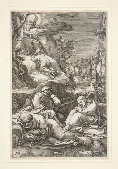 Kristus Öljymäellä / Agony in the Garden tekijältä Hendrick Goltzius