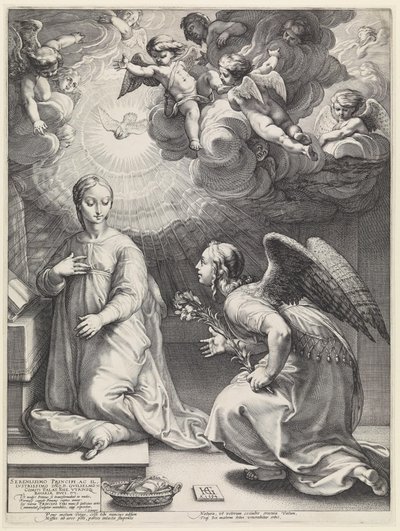 Enkelin ilmestys Marialle tekijältä Hendrick Goltzius