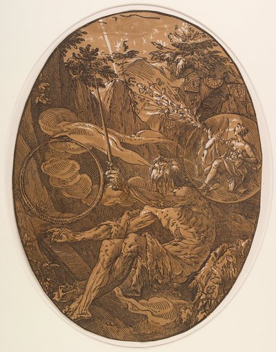 Demogorgon ikuisuuden luolassa tekijältä Hendrick Goltzius