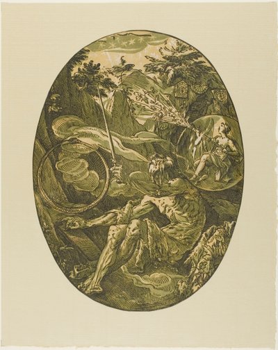 Demogorgon ikuisuuden luolassa, levy yksi Demogorgonilta ja jumalilta tekijältä Hendrick Goltzius