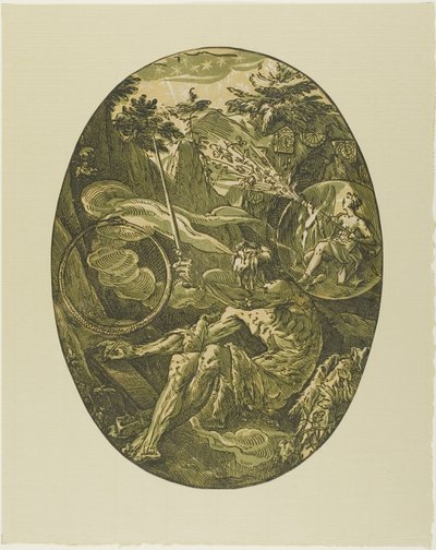 Demogorgon ikuisuuden luolassa, levy yksi Demogorgonilta ja jumalilta tekijältä Hendrick Goltzius