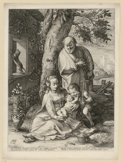 Pyhä perhe ja Johannes-lapsi tekijältä Hendrick Goltzius