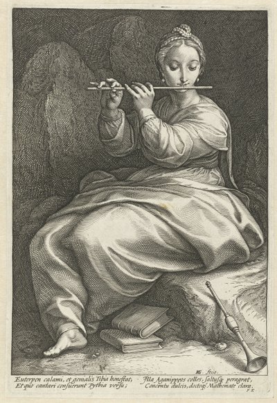 Euterpe The Nine Muses (sarjan nimi) tekijältä Hendrick Goltzius