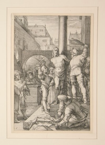 Kristuksen liputus, The Passion, #6 12 kaiverruksen sarjassa tekijältä Hendrick Goltzius