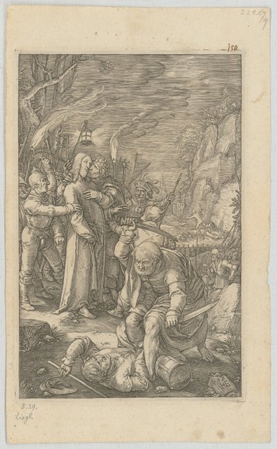 Kristuksen vangitseminen, sarjan "Passio" lehti 3 tekijältä Hendrick Goltzius