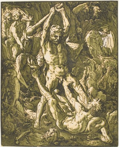 Hercules tappaa Cacuksen tekijältä Hendrick Goltzius