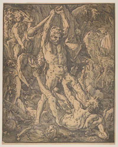 Hercules ja Cacus tekijältä Hendrick Goltzius