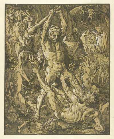 Hercules en Cacus tekijältä Hendrick Goltzius