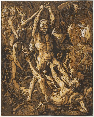 Hercules tappaa Cacuksen tekijältä Hendrick Goltzius