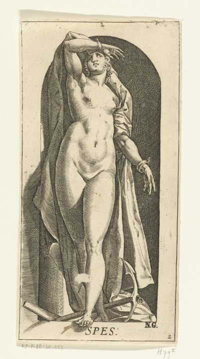 Pino Spes (otsikko objektissa) Seitsemän hyvettä (sarjan nimi) tekijältä Hendrick Goltzius