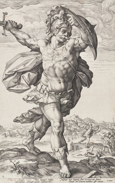 Horatius Cocles (Roomalaisia sankareita, lehti 2) tekijältä Hendrick Goltzius