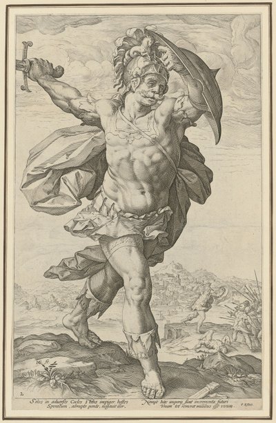 Horatius Cocles, sarjan ”Roomalaiset sankarit” 2. arkki tekijältä Hendrick Goltzius