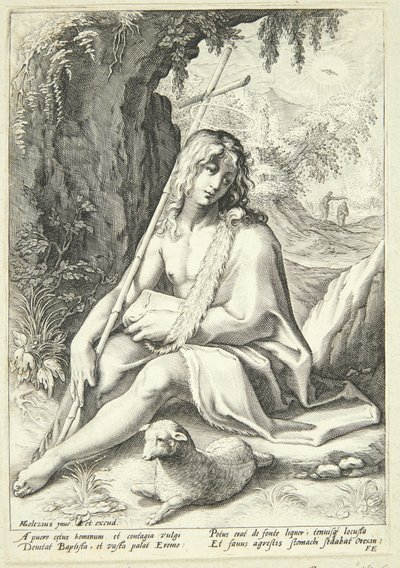 Johannes Kastaja erämaassa tekijältä Hendrick Goltzius