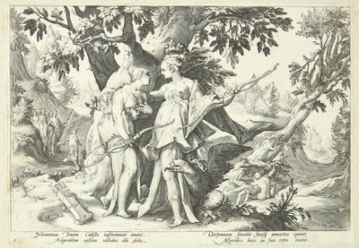 Dianaksi naamioitunut Jupiter viettelee Kalliston tekijältä Hendrick Goltzius