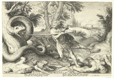 Cadmus tappaa lohikäärmeen tekijältä Hendrick Goltzius
