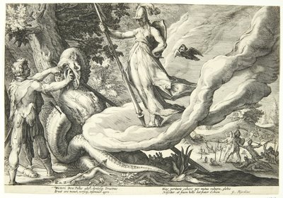 Kadmos haavoi lohikäärmeen hampaat tekijältä Hendrick Goltzius