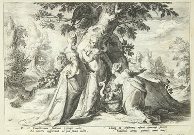 Kekropin tyttäret avaavat Minervan heille uskoman korin tekijältä Hendrick Goltzius