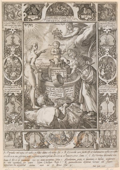 Kristuksen lapsuus, sarjan ”Kristuksen elämä” 3. sivu tekijältä Hendrick Goltzius
