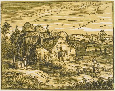 Maisema maalaistalon kanssa neljästä pienestä maisemasta tekijältä Hendrick Goltzius