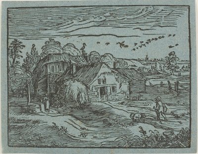 Maisema, jossa on maalaistalo, teoksesta Neljä pientä maisemaa tekijältä Hendrick Goltzius