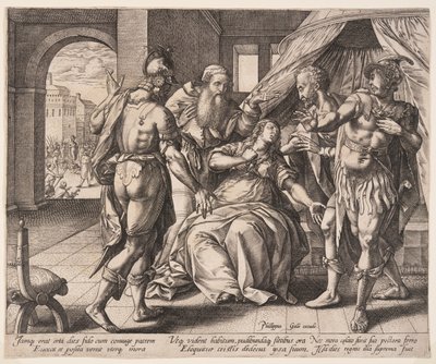 Lucretia tappamassa itseään, Lucretian tarinasta The Story of Lucretia tekijältä Hendrick Goltzius