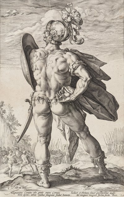 Marcus Valerius Corvus (Roomalaiset sankarit, lehti 6) tekijältä Hendrick Goltzius