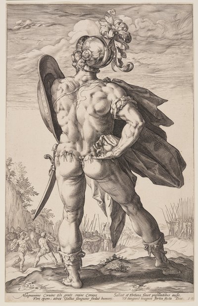Marcus Valerius Corvus, roomalaisista sankareista. tekijältä Hendrick Goltzius