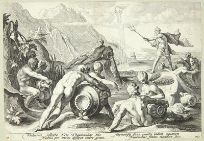Neptunus suunnittelee ihmiskunnan tuhoamista tekijältä Hendrick Goltzius