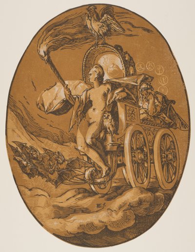 Nox, jumaluuskirjasta The Deities tekijältä Hendrick Goltzius
