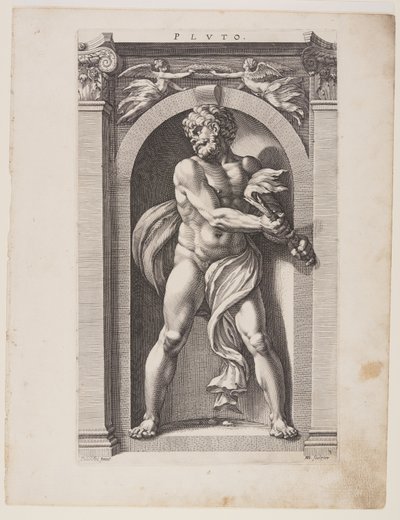 Pluto, kahdeksasta pakanallisesta jumalasta (Eight Pagan Gods) tekijältä Hendrick Goltzius