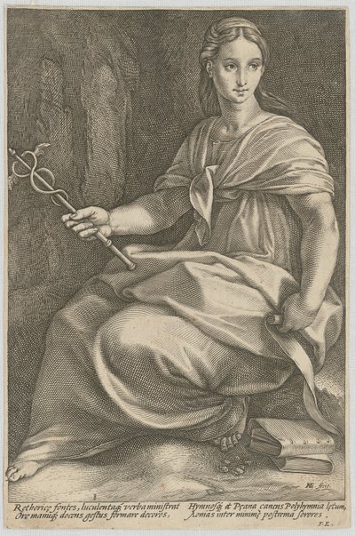 Polyhymnia, sarjan "Yhdeksän muusaa" lehti 8 tekijältä Hendrick Goltzius