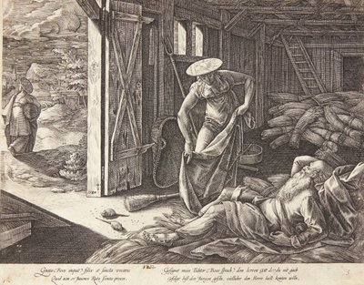 Ruut ja Boas puimatantereella tekijältä Hendrick Goltzius
