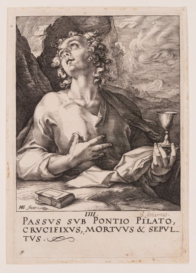 Johannes, Kristuksesta, apostoleista ja Paavalista uskontunnustuksen kanssa. tekijältä Hendrick Goltzius